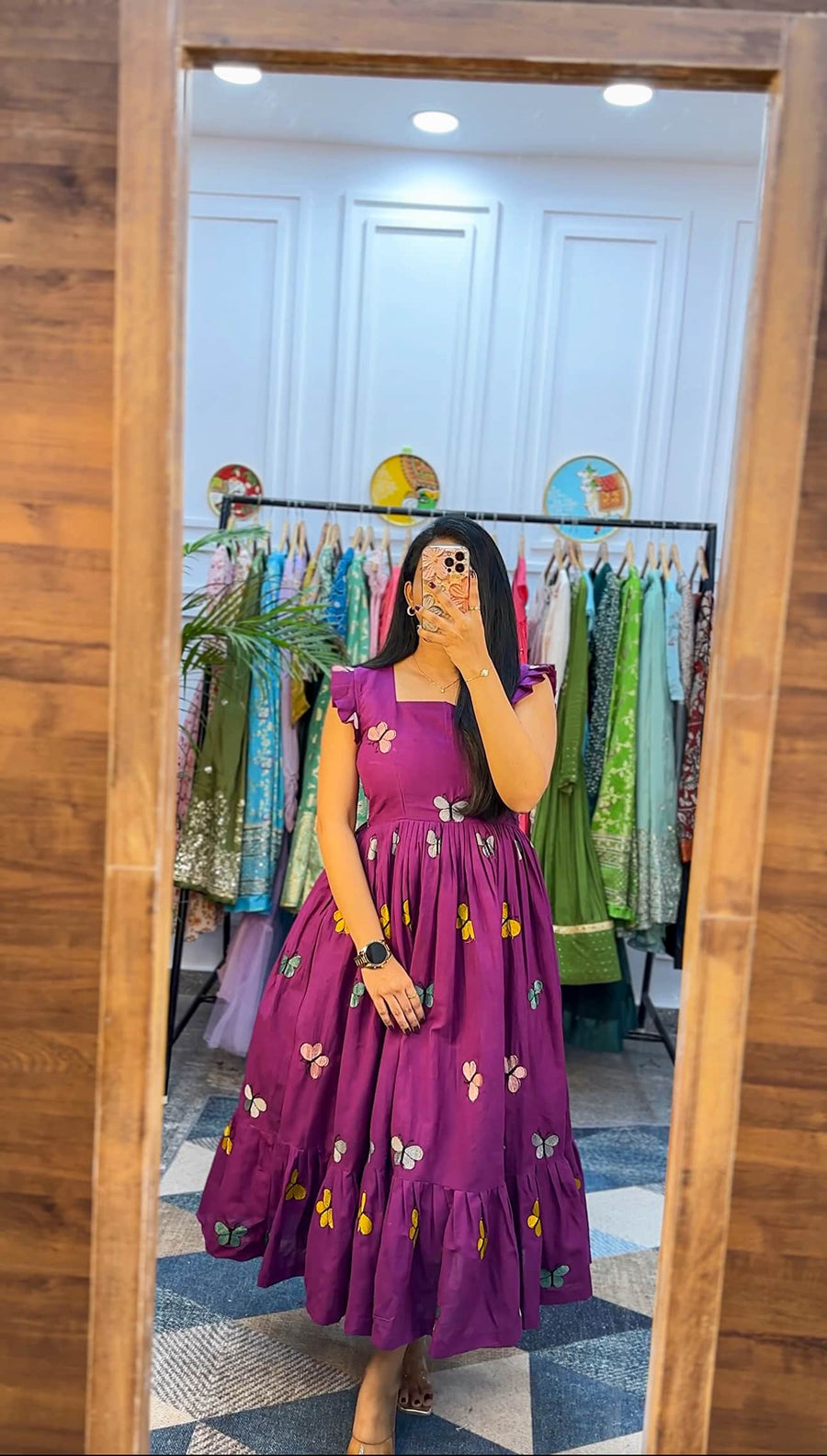 Kudbi's Butterfly Cotton White Frock Style