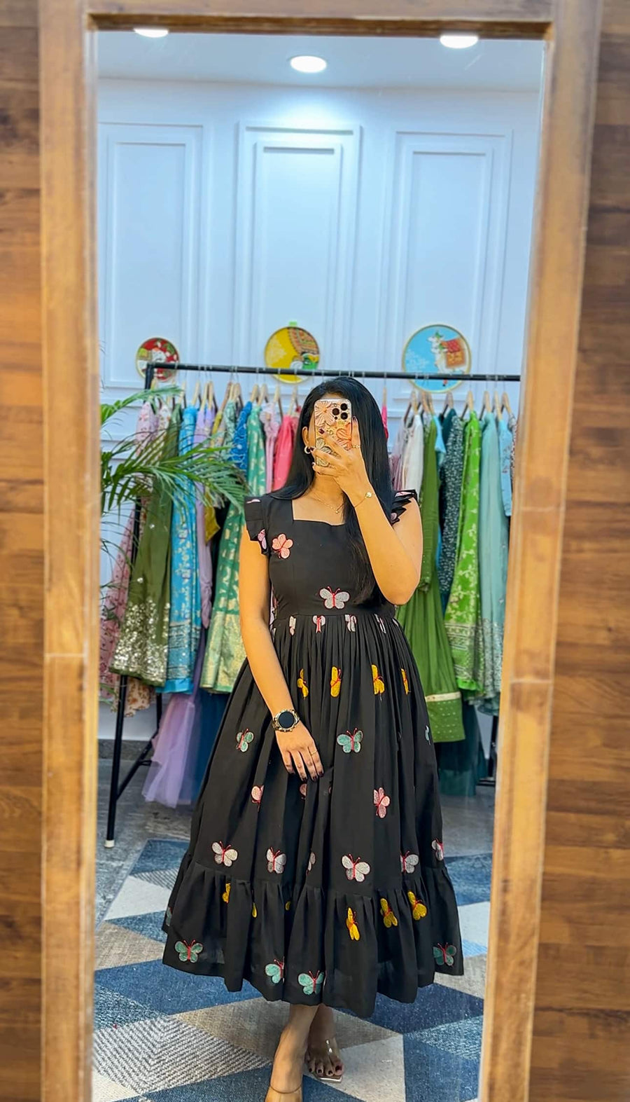 Kudbi's Butterfly Cotton White Frock Style